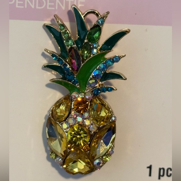 Jewelry - NEW Colorful Chunky Bling Pineapple Brooch
